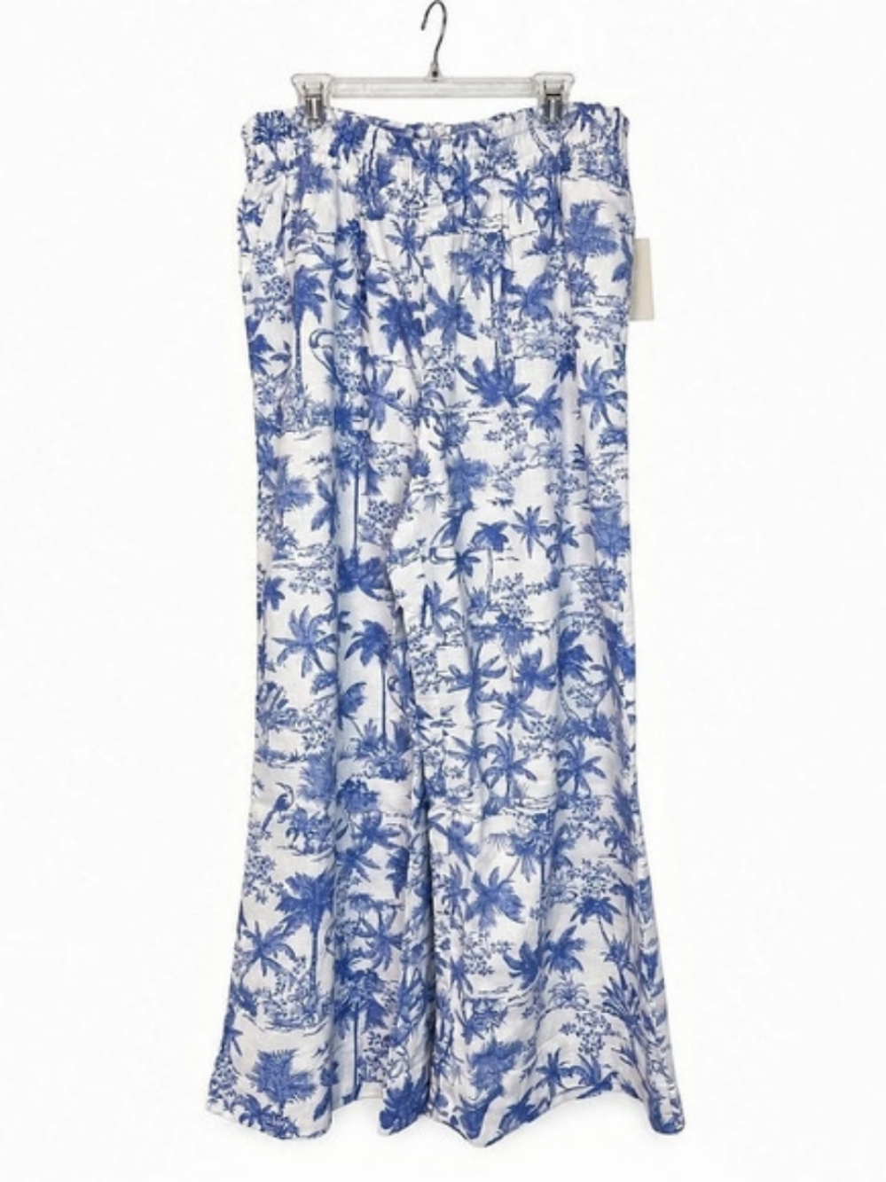 A New Day Women's Linen Wide Leg Pull-On Pants Blue & White
